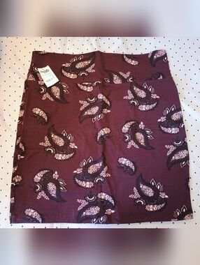 Burgundy& Pink Paisley Spandex Skirt